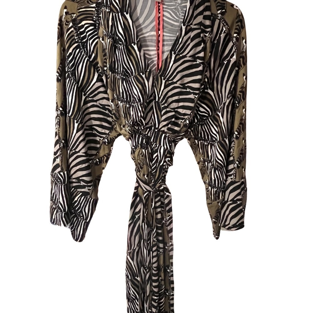 Banana Republic Zebra Print Long Sleeve Dress - Black and White